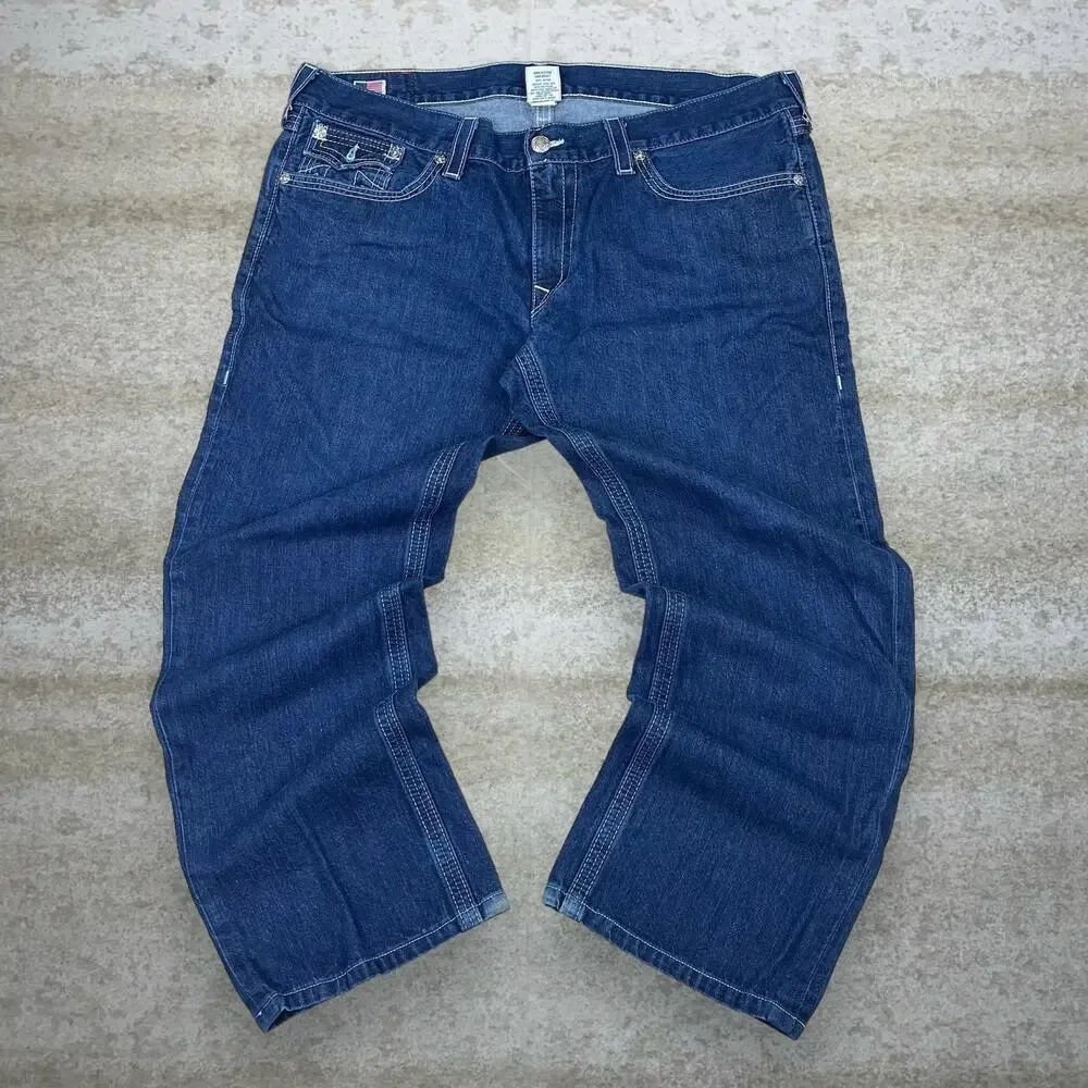 Vintage Y2K True Religion Skater Jeans 42x32 Ricky Fit Dark Wash Made in USA